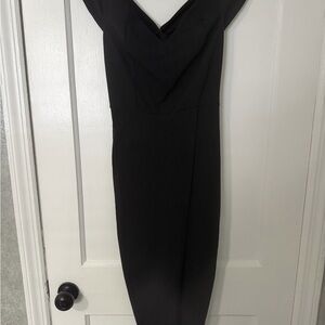Boohoo Black Off-Shoulder Midi Dress